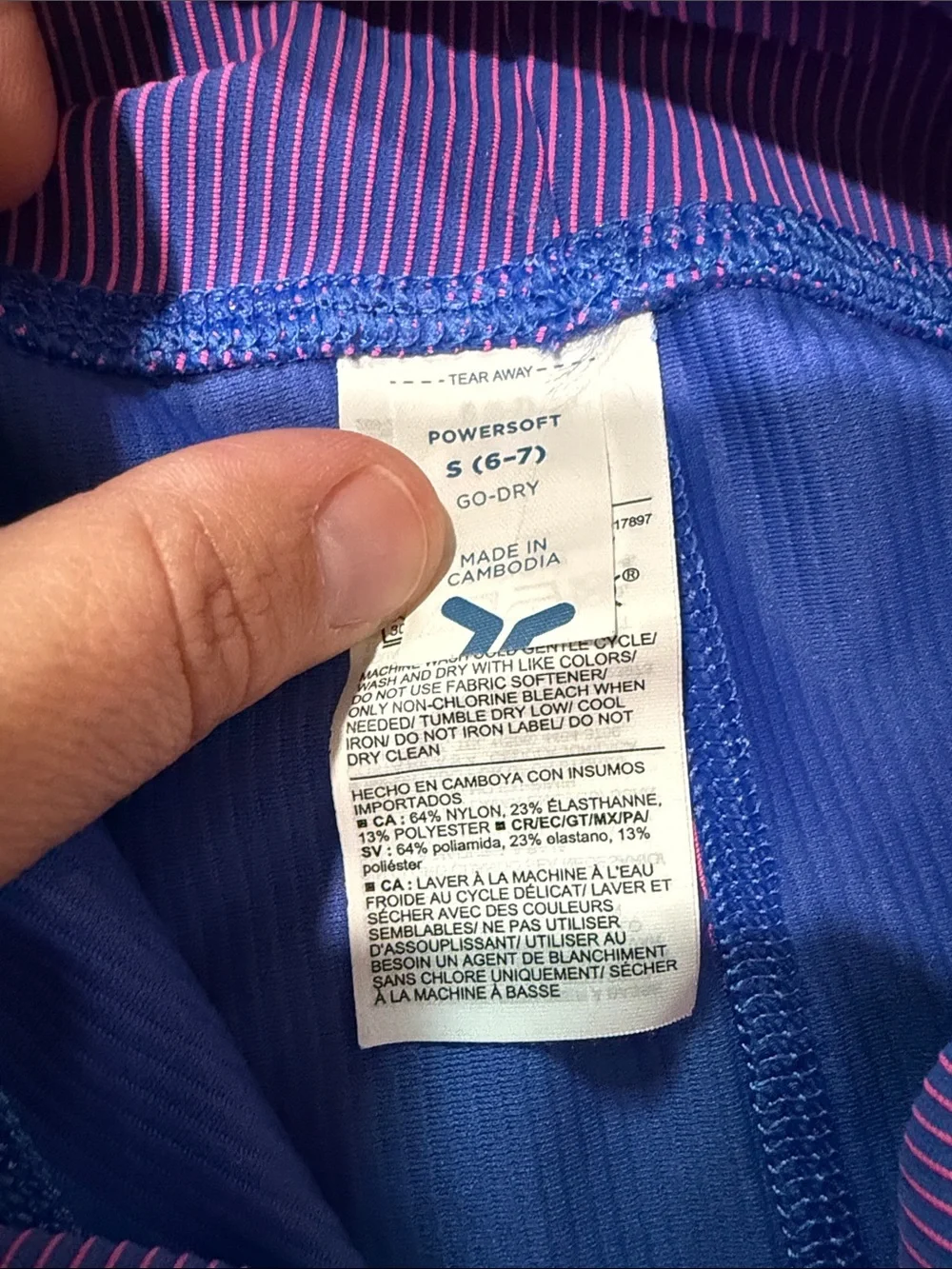 Old Navy Powersoft brand Purple & Blue Stripe Performance Leggings with Pockets